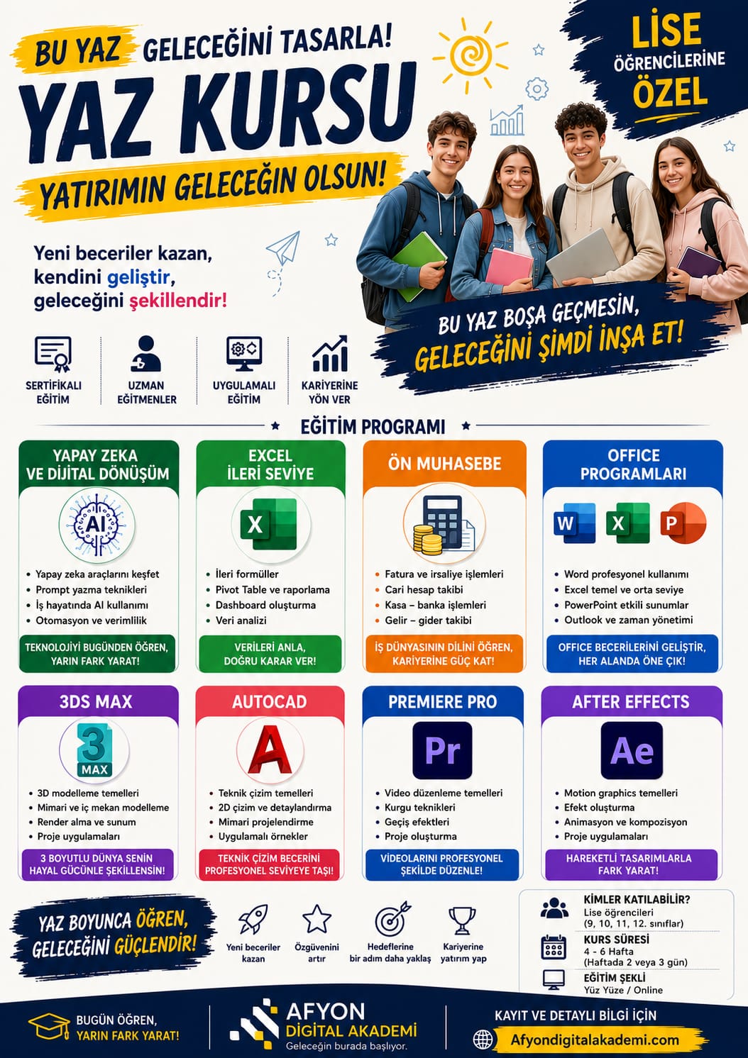 Afyon Digital Akademi Yaz Kursu 2026 — Lise öğrencilerine özel